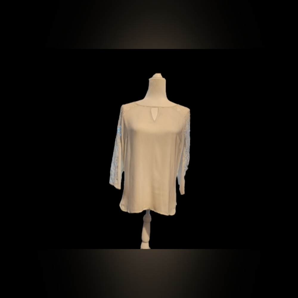 Express Elegant Cream Lace Sleeve Women's Top
